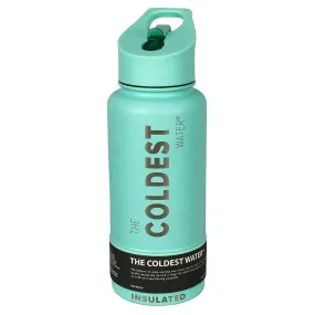 The Coldest Sports Water Bottle 32oz Straw Lid Stainless Steel Oceanic Green