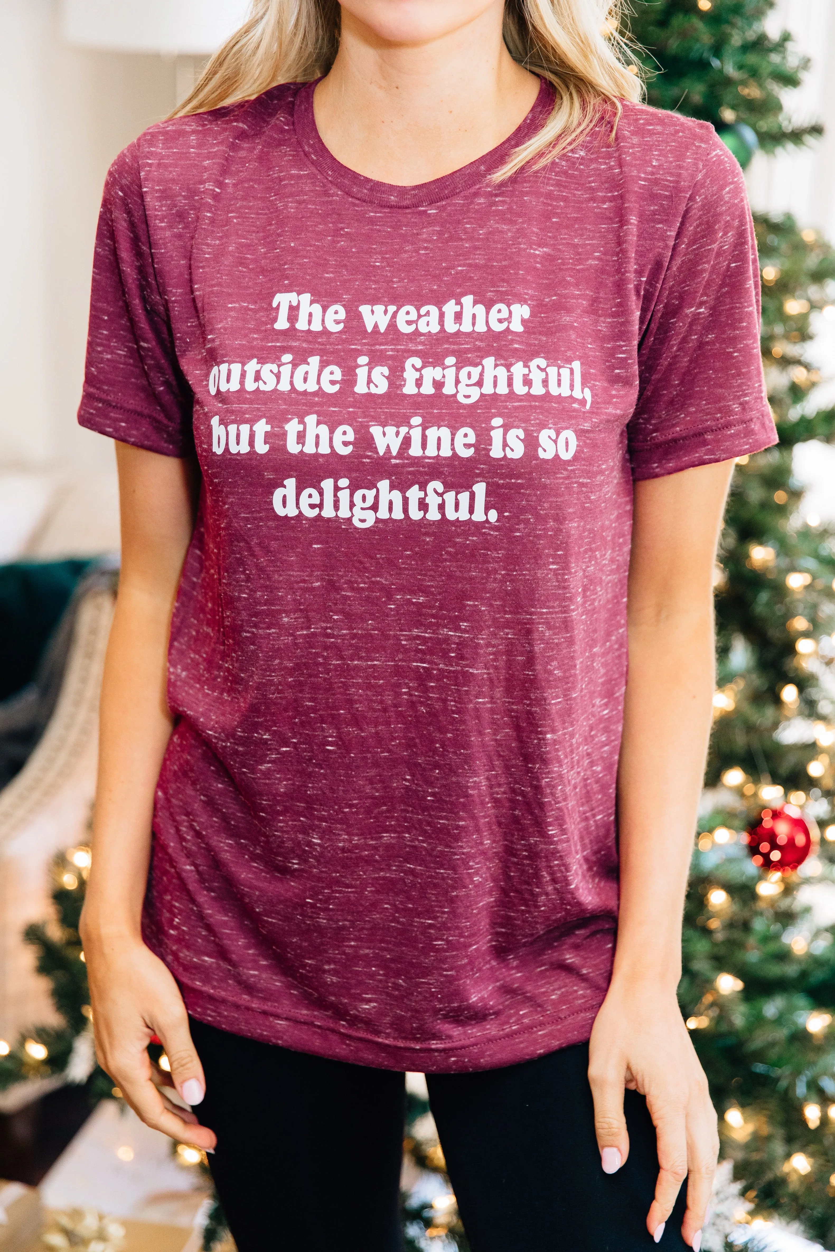 The Wine Is So Delightful Maroon Marble Graphic Tee