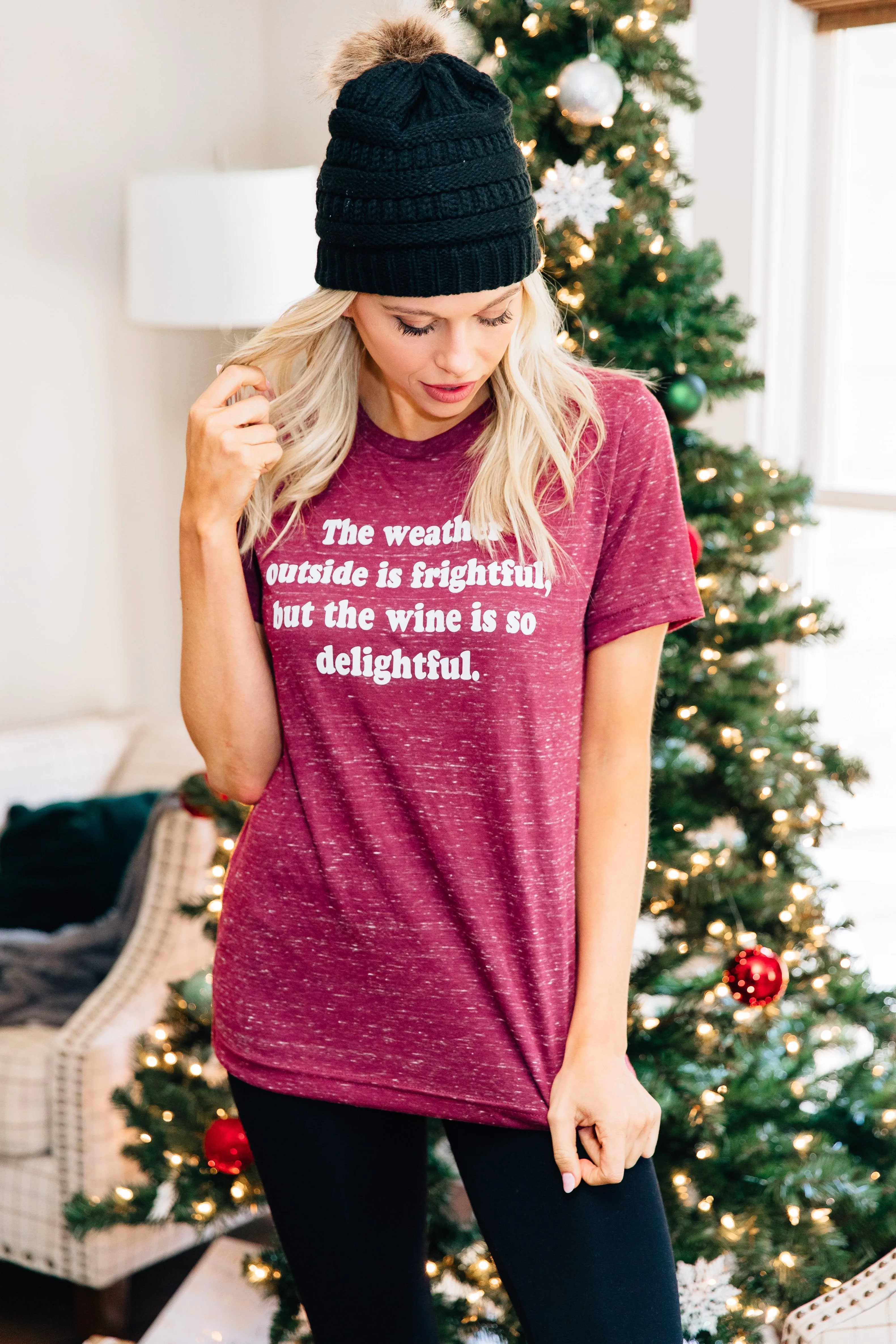 The Wine Is So Delightful Maroon Marble Graphic Tee