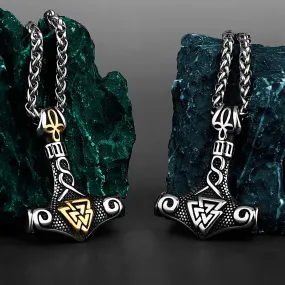 Thor's Mjolnir and Valknut Necklace