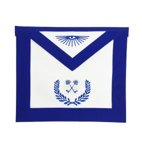 Treasurer Blue Lodge Officer Apron - Royal Blue with Wreath