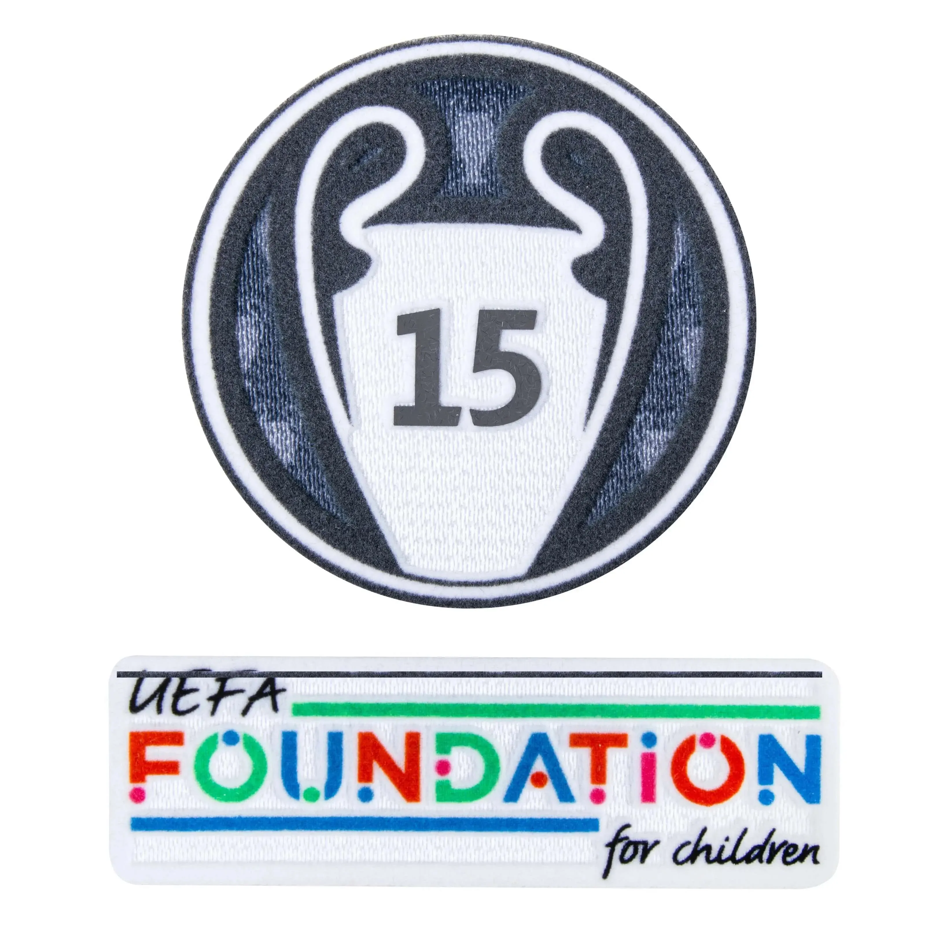 UEFA 2024 Real Madrid Champion League Trophy 15 Times Winner Patch Set (Foundation Patch Included)