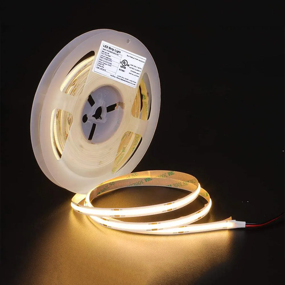 UL-Listed LED Strip Lights, Warm White  Flexible COB Led Light Strip.