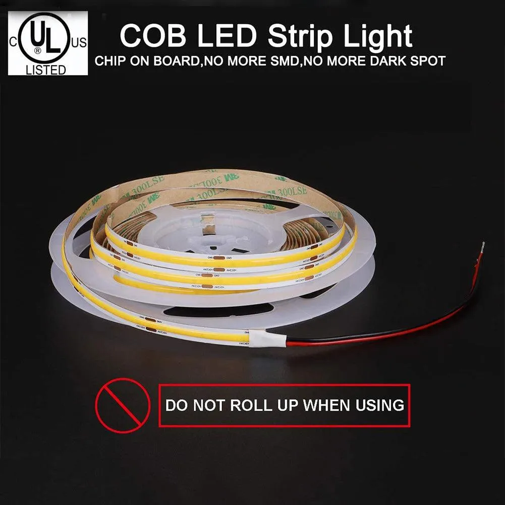 UL-Listed LED Strip Lights, Warm White  Flexible COB Led Light Strip.