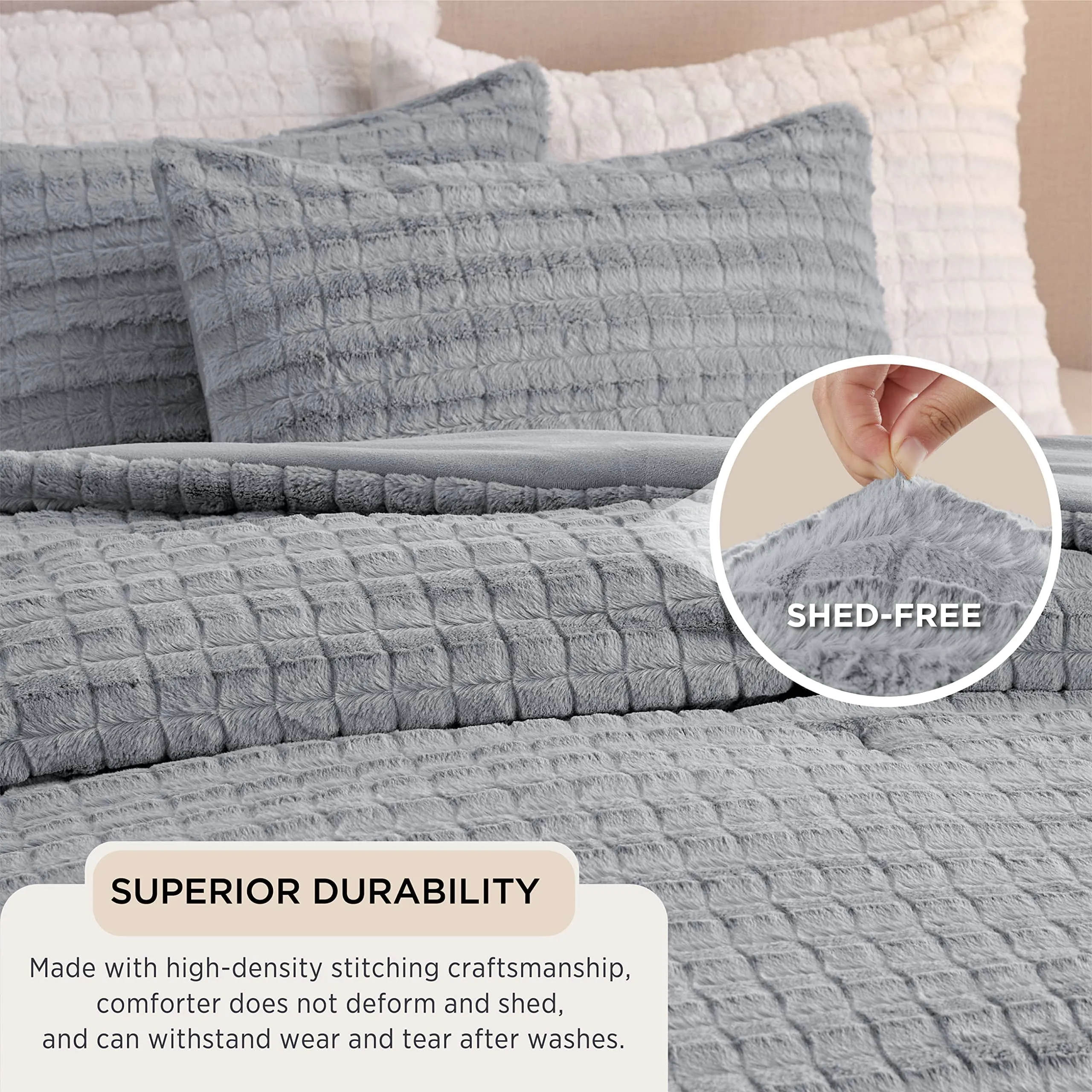 Ultra Soft Faux Fur Queen Comforter Set