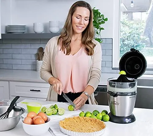 Vinci Hands-Free Electric Citrus Juicer | 1-Button Easy Press Lemon Lime Orange Grapefruit Juice Squeezer Easy to Clean Juicer Machine, Black/Stainless Steel