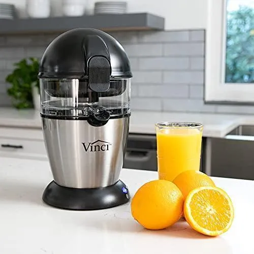 Vinci Hands-Free Electric Citrus Juicer | 1-Button Easy Press Lemon Lime Orange Grapefruit Juice Squeezer Easy to Clean Juicer Machine, Black/Stainless Steel