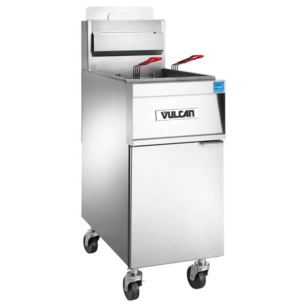 Vulcan 1TR45A-2 PowerFry3 Liquid Propane 45-50 lb Floor Fryer with Solid State Analog Controls - 70 000 BTU