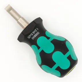 Wera 008843 Slotted 1/4" (6.5mm) x Stubby 1" (25mm) Flat Blade Kraftform Plus Screwdriver