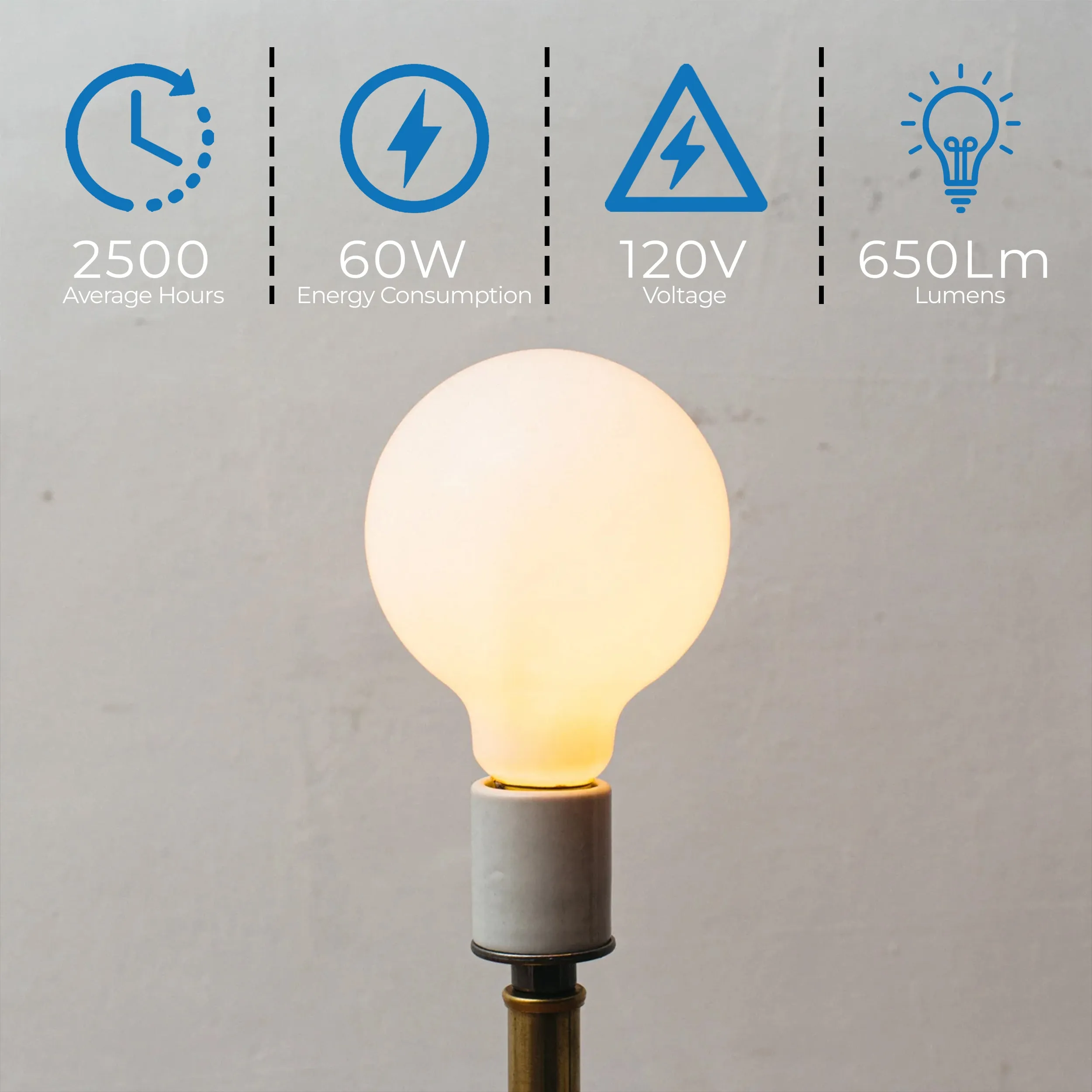 Westinghouse 0310700 60 Watt Incandescent G40 Globe - 2700 Kelvin - Warm White - 650 Lumens - E26-Medium Base - 120 Volt - Box