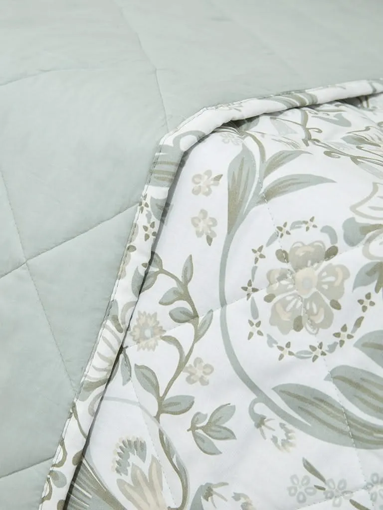 Westside Home Sage Floral Damask Embroidered Single Comforter