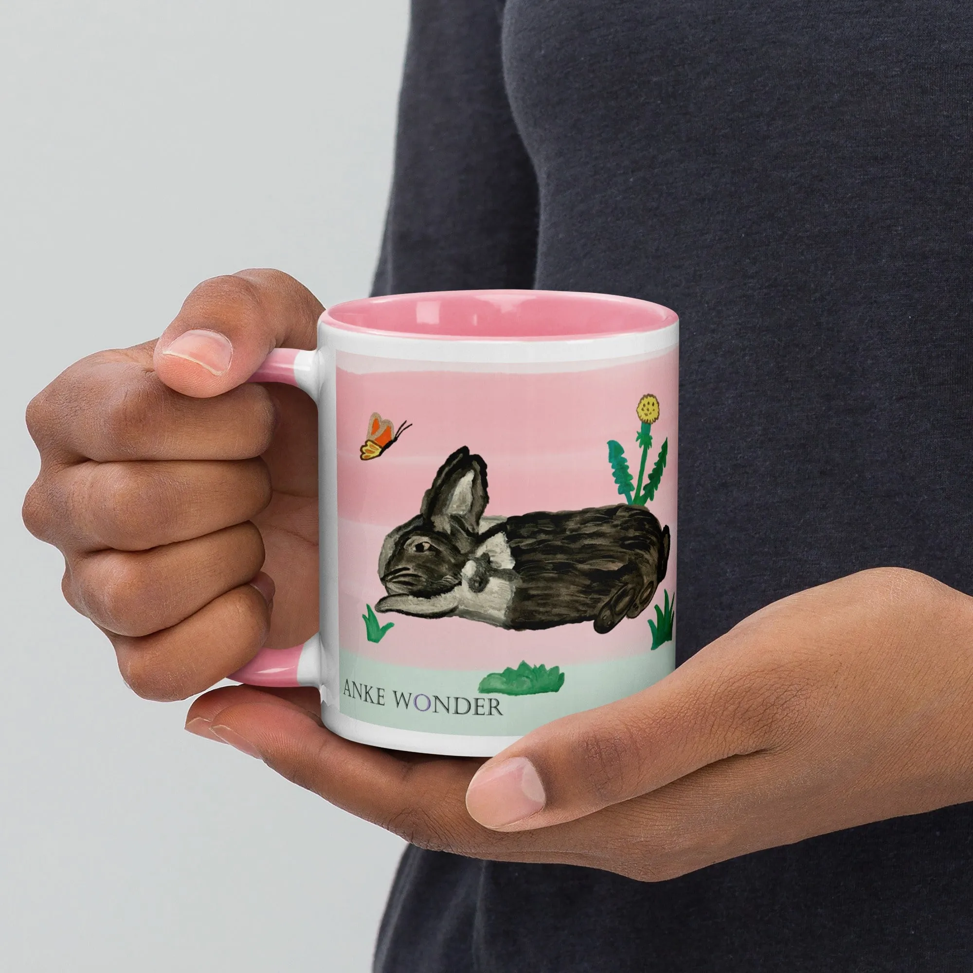 Whimsical Rabbit and Butterfly Ceramic Mug