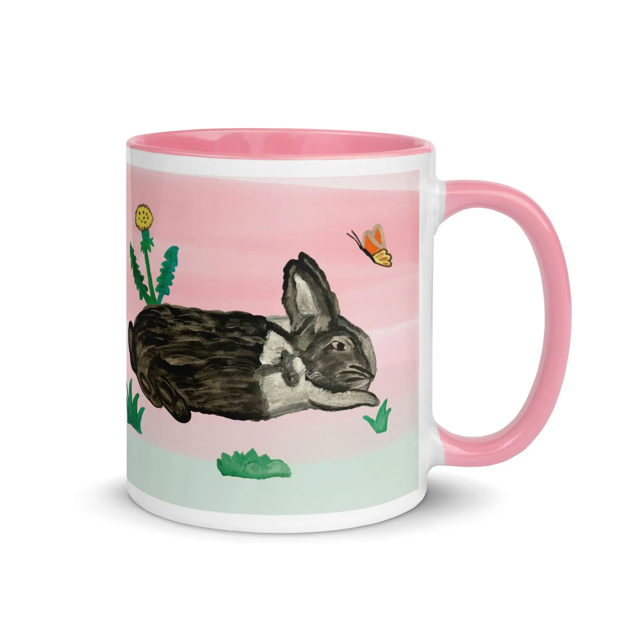 Whimsical Rabbit and Butterfly Ceramic Mug