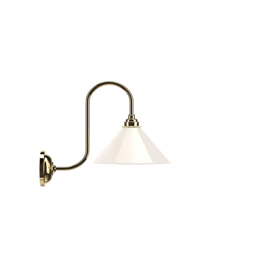 White Glass Swan Neck Wall Light Hay