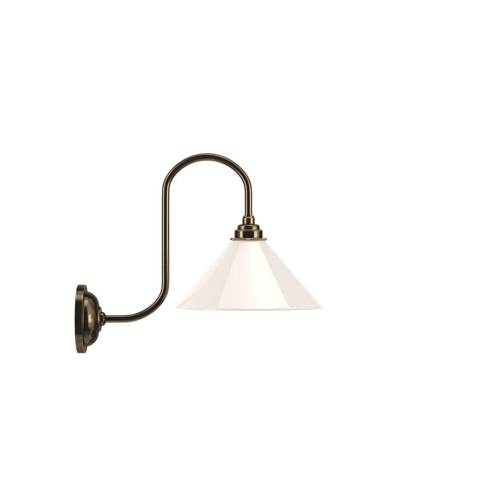 White Glass Swan Neck Wall Light Hay