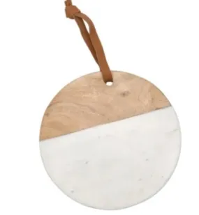 White Marble Round Wood Cutting Board