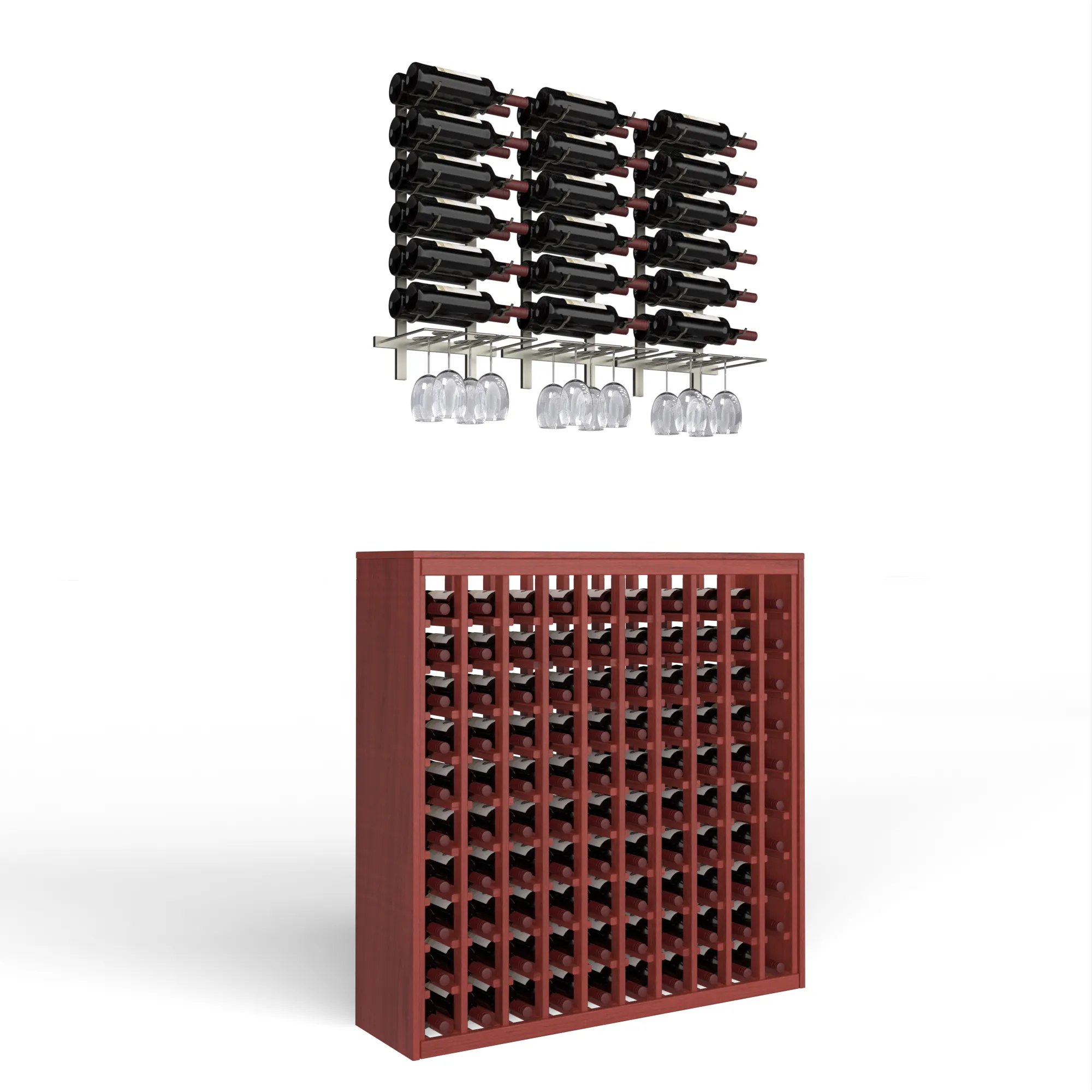 Wine Room Essentials Bundle - 100 Bottle Deluxe x W Series Racks in Brushed Nickel Metal