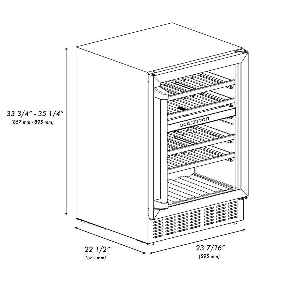 ZLINE Autograph Edition 24 in. Monument Dual Zone 44-Bottle Wine Cooler in Stainless Steel with Champagne Bronze Accents (RWVZ-UD-24-CB)