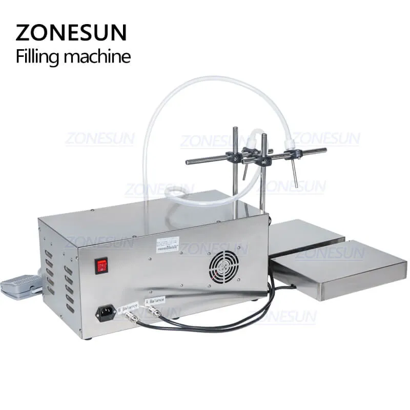 ZONESUN ZS-MP252W Double Heads Magnetic Pump Drinks Essential Oil Ink Liquid Bottle Filling and Weighing Machine